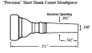 diagram of a short shank cornet mouthpiece